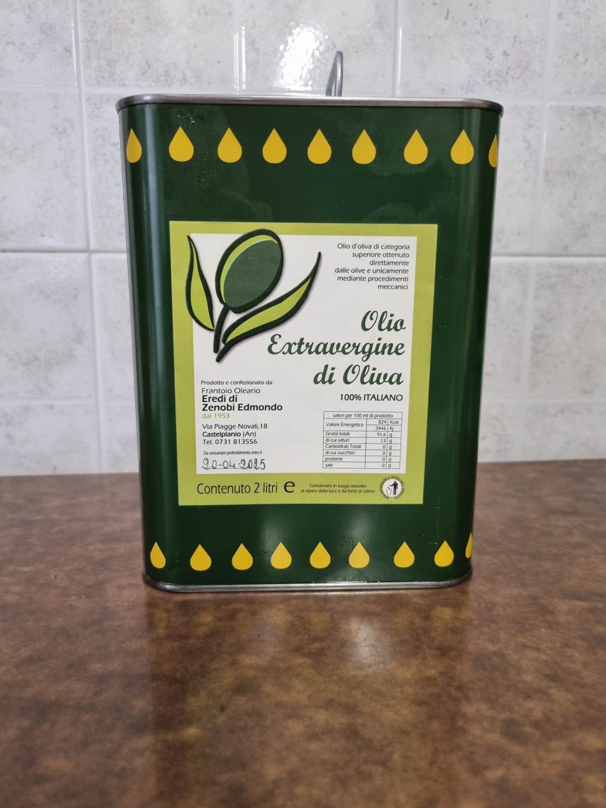 Lattina di olio non filtrato da 2 Litri