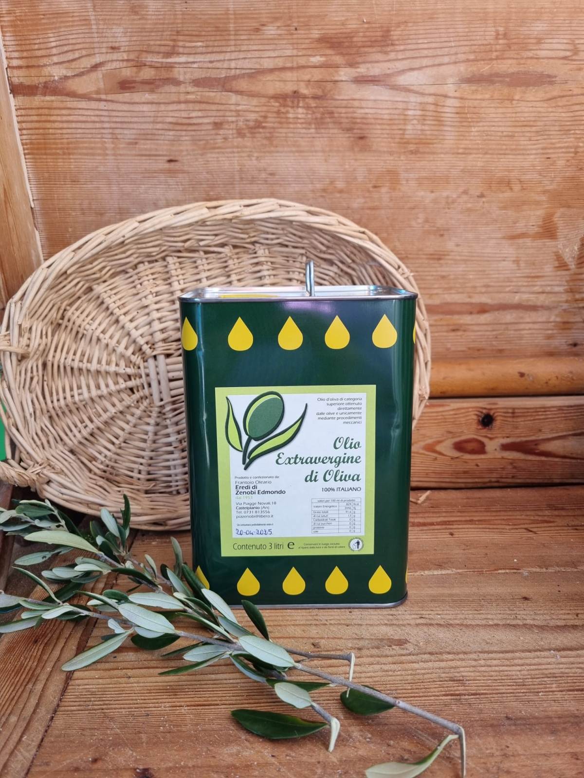 Lattina di olio non filtrato da 3 Litri