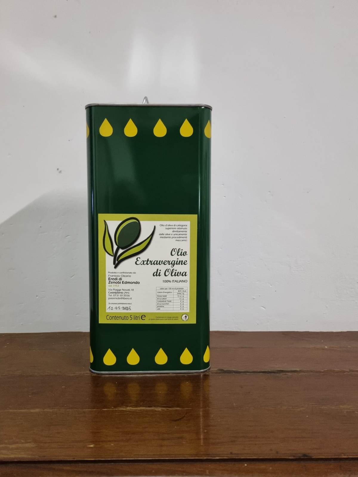 Lattina di olio non filtrato da 5 Litri